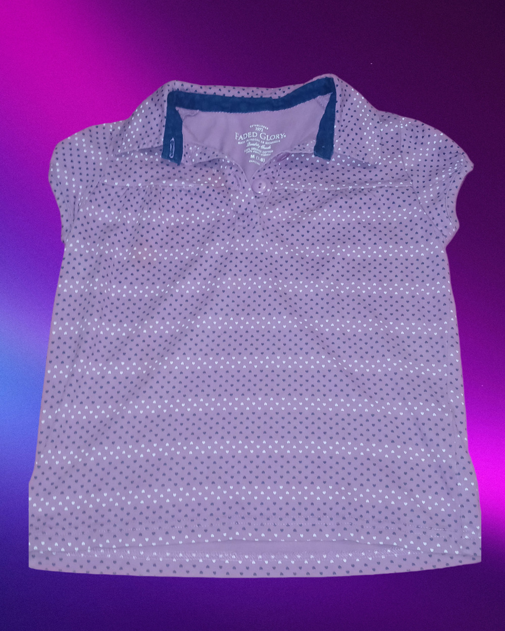 Girls Faded Glory Striped Polo Shirt Size M(7-8)